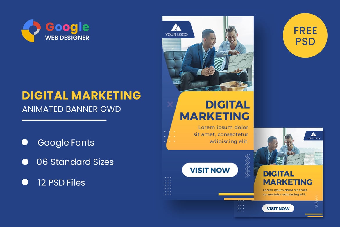 Template Web Spanduk Animasi Pemasaran Digital GWD yang Menarik