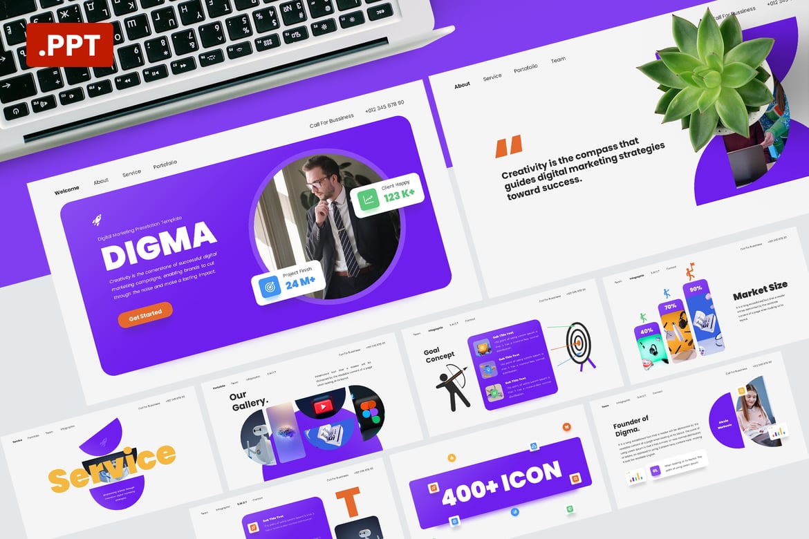Template PowerPoint Pemasaran Digital yang Menarik dan Kreatif