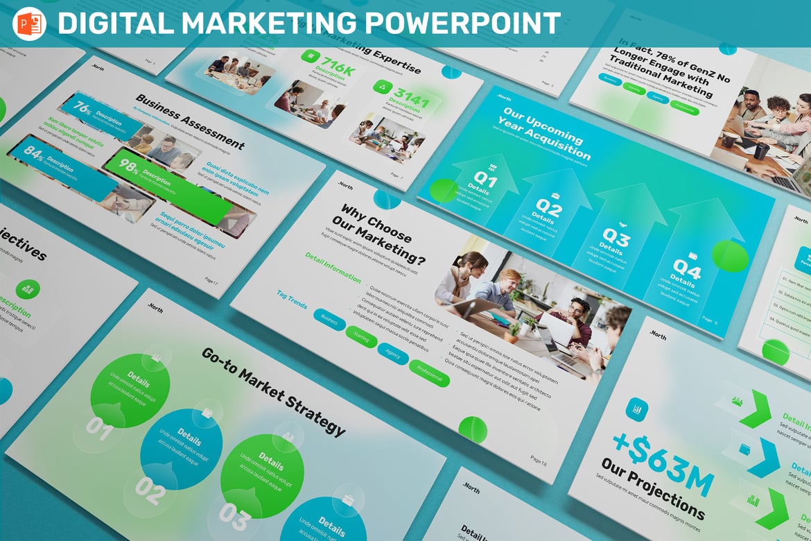 Template Presentasi PowerPoint Rencana Pemasaran Digital yang Menarik