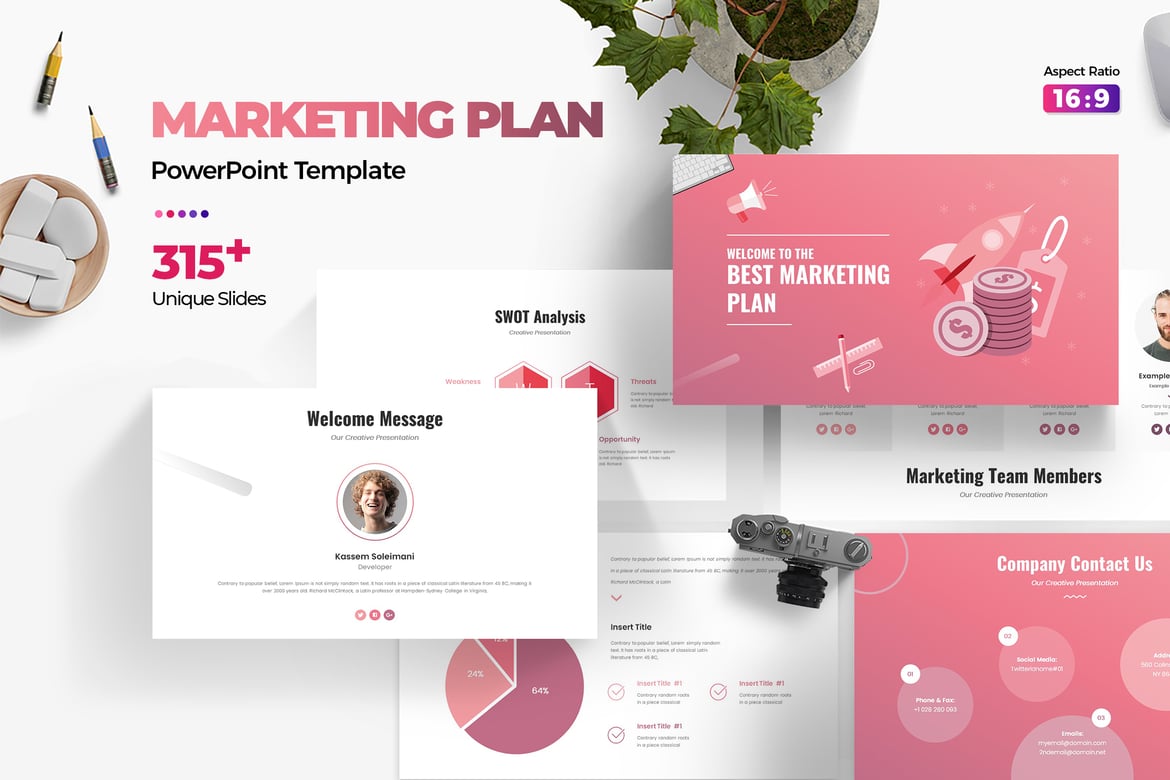 Template PowerPoint Rencana Pemasaran Digital yang Menarik