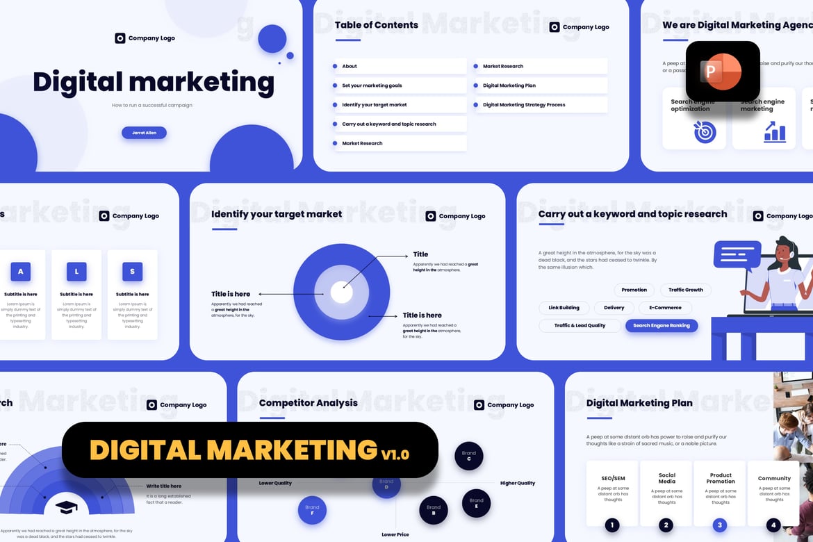 Template PowerPoint Digital Marketing - Desain Modern dan Menarik