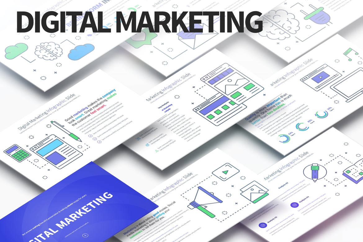 Template PowerPoint Infografis Digital Marketing yang Menarik
