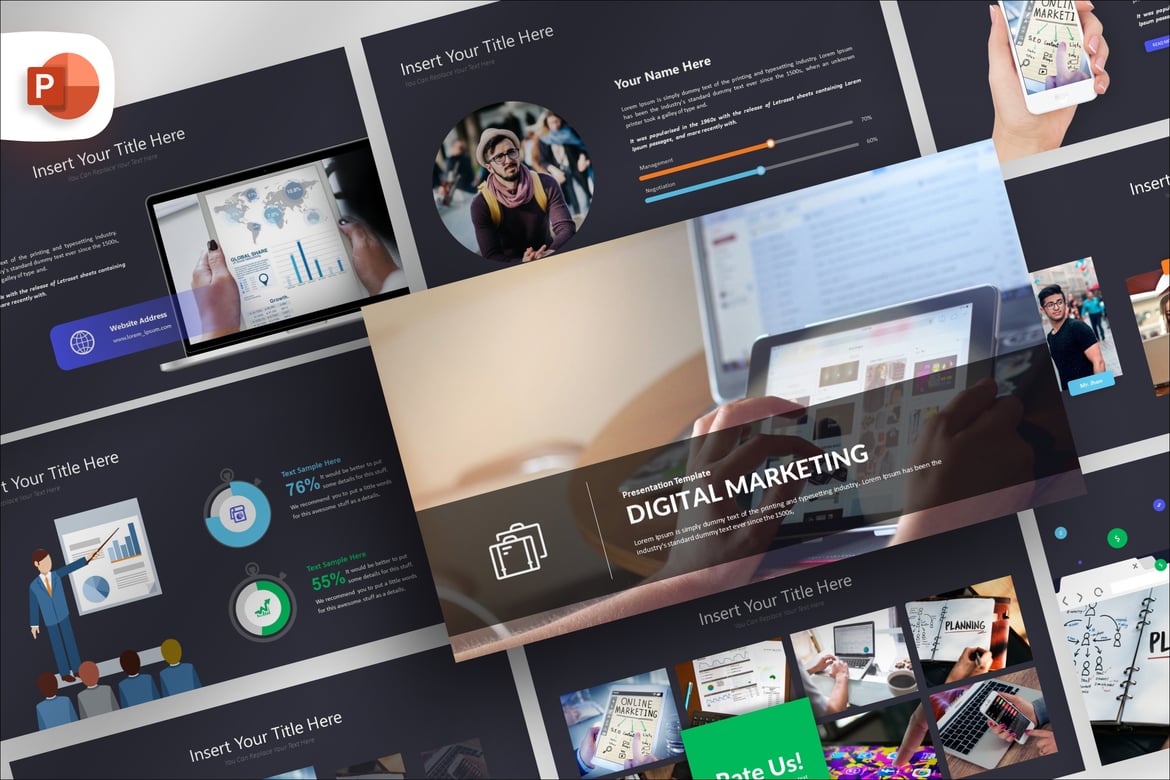 Template PowerPoint untuk Pemasaran Digital yang Menarik