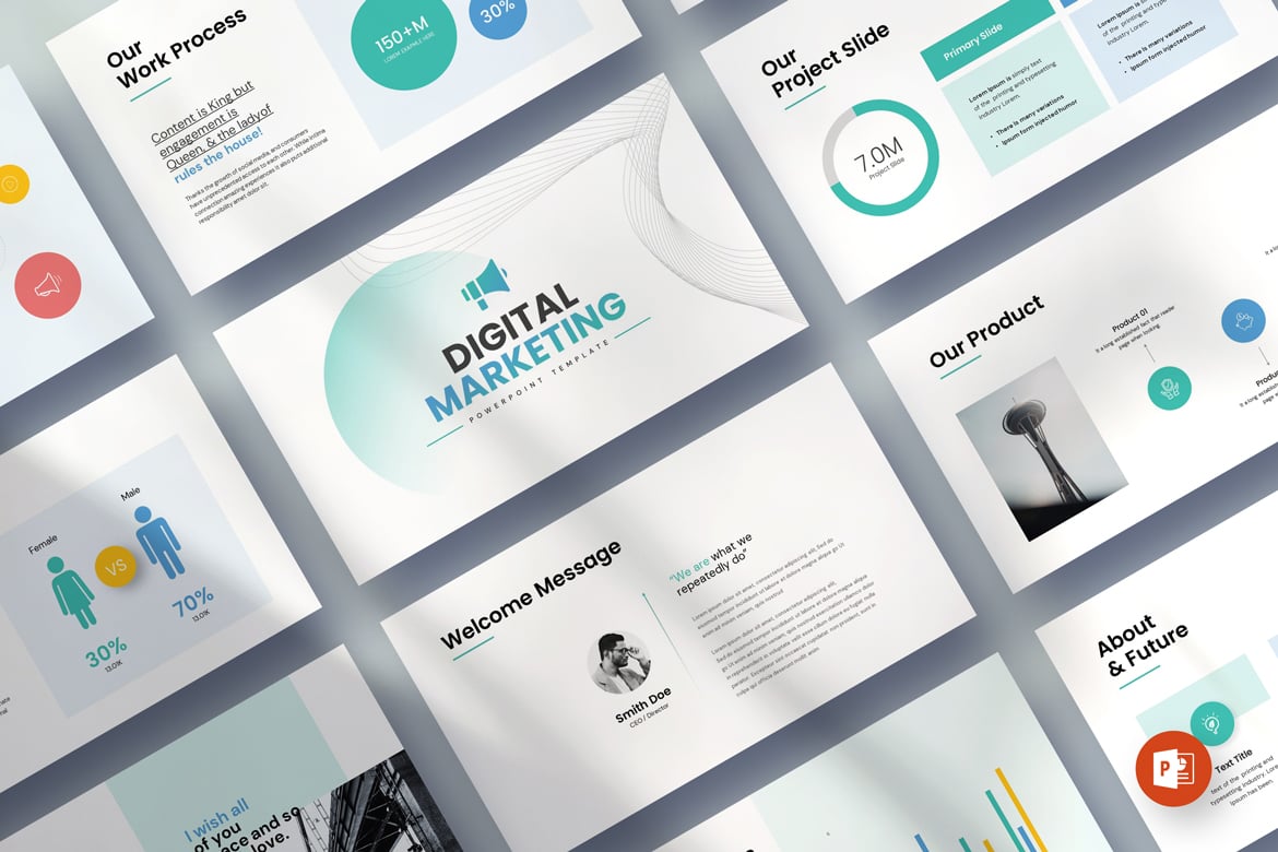 Template Presentasi PowerPoint Digital Marketing yang Menarik