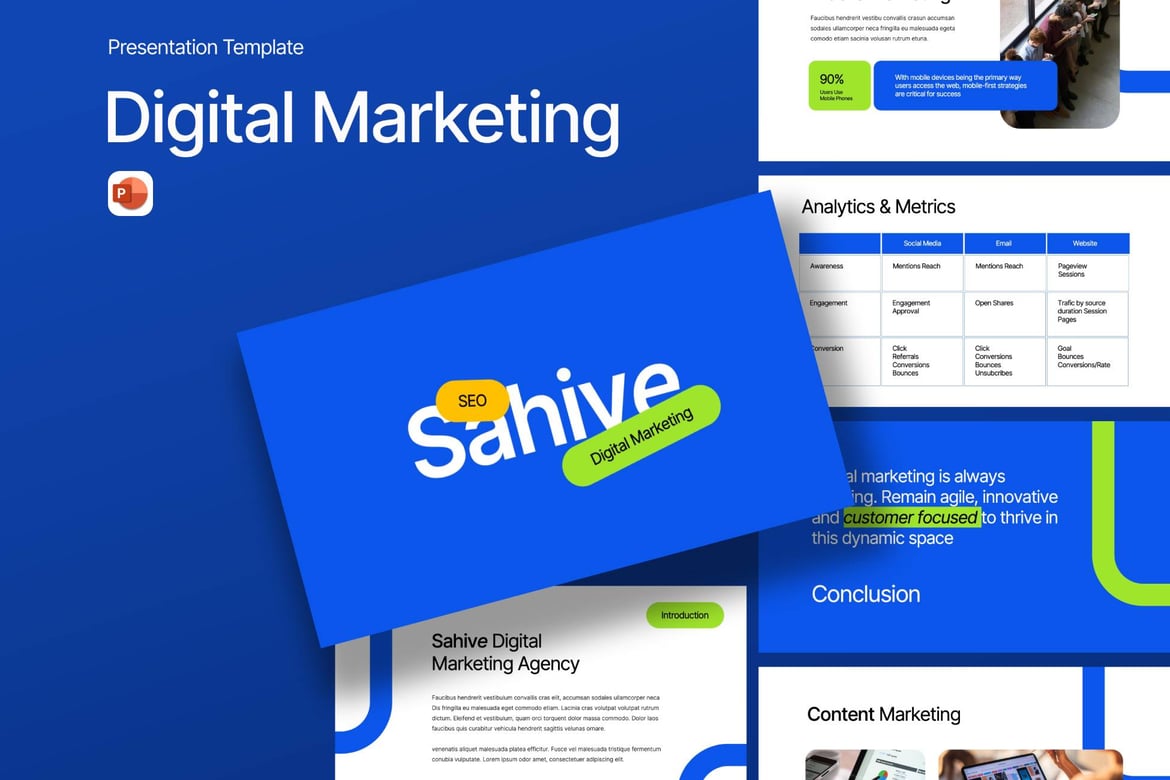 Template PowerPoint Pemasaran Digital yang Menginspirasi