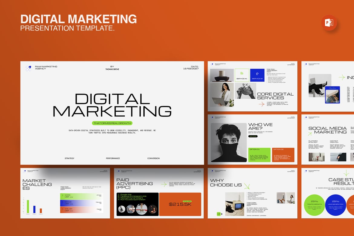 Template PowerPoint Pemasaran Digital yang Menarik dan Profesional