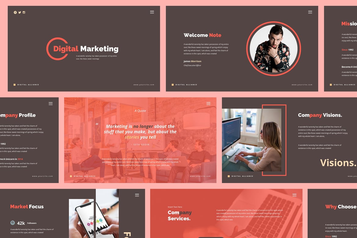 Template Powerpoint Digital Marketing Modern dan Minimalis