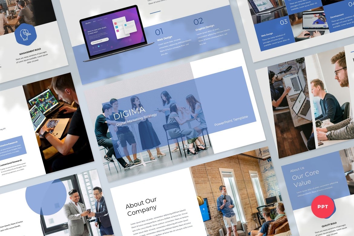 Template Presentasi Digital Marketing PowerPoint yang Modern dan Menarik