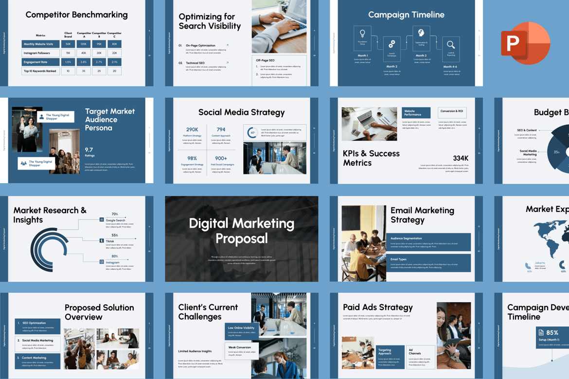 Template Presentasi Proposal Pemasaran Digital yang Menarik dan Profesional