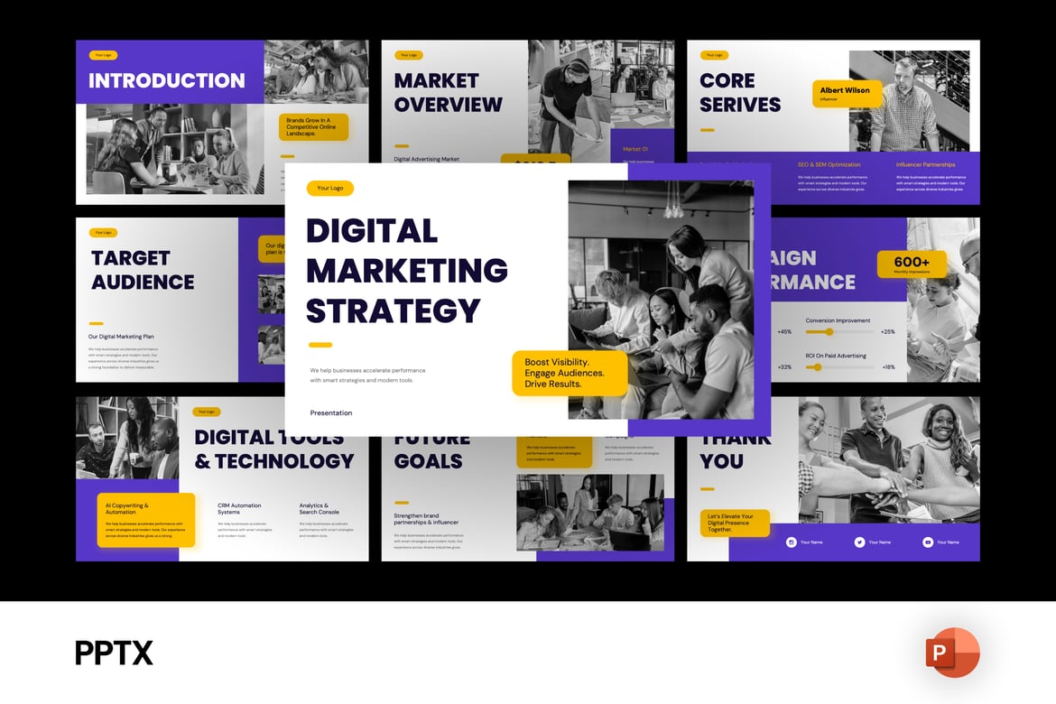 Template Powerpoint Strategi Pemasaran Digital Modern