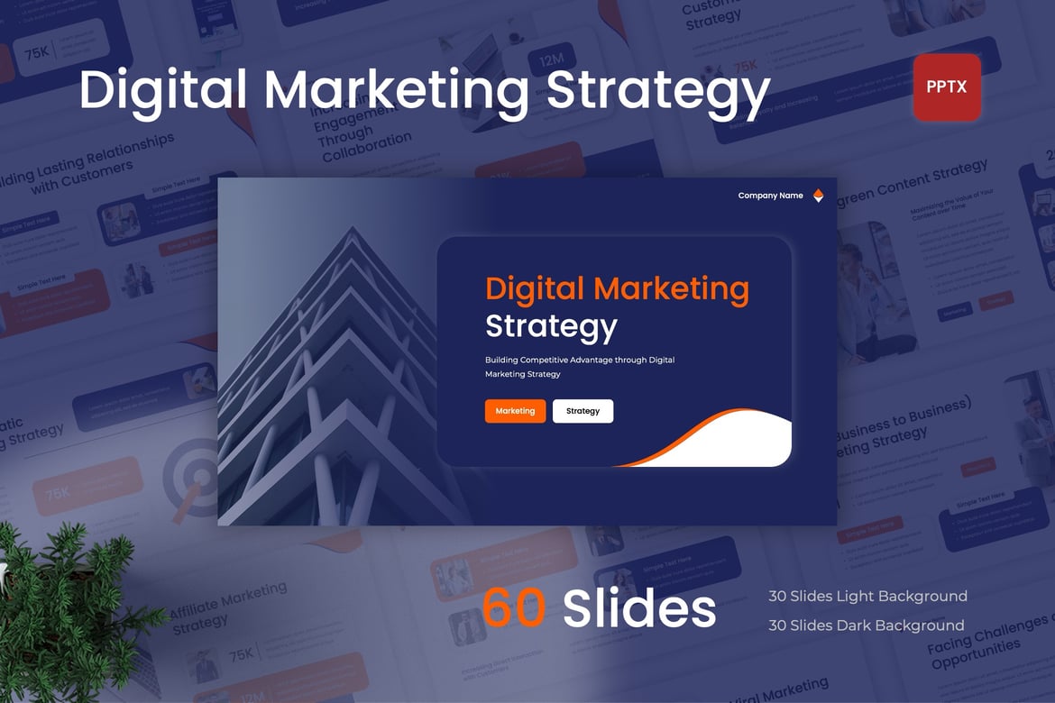Template PowerPoint Strategi Pemasaran Digital yang Menarik dan Modern