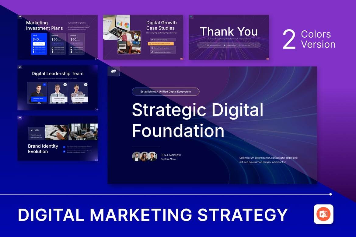 Template PowerPoint Strategi Pemasaran Digital yang Modern dan Menarik