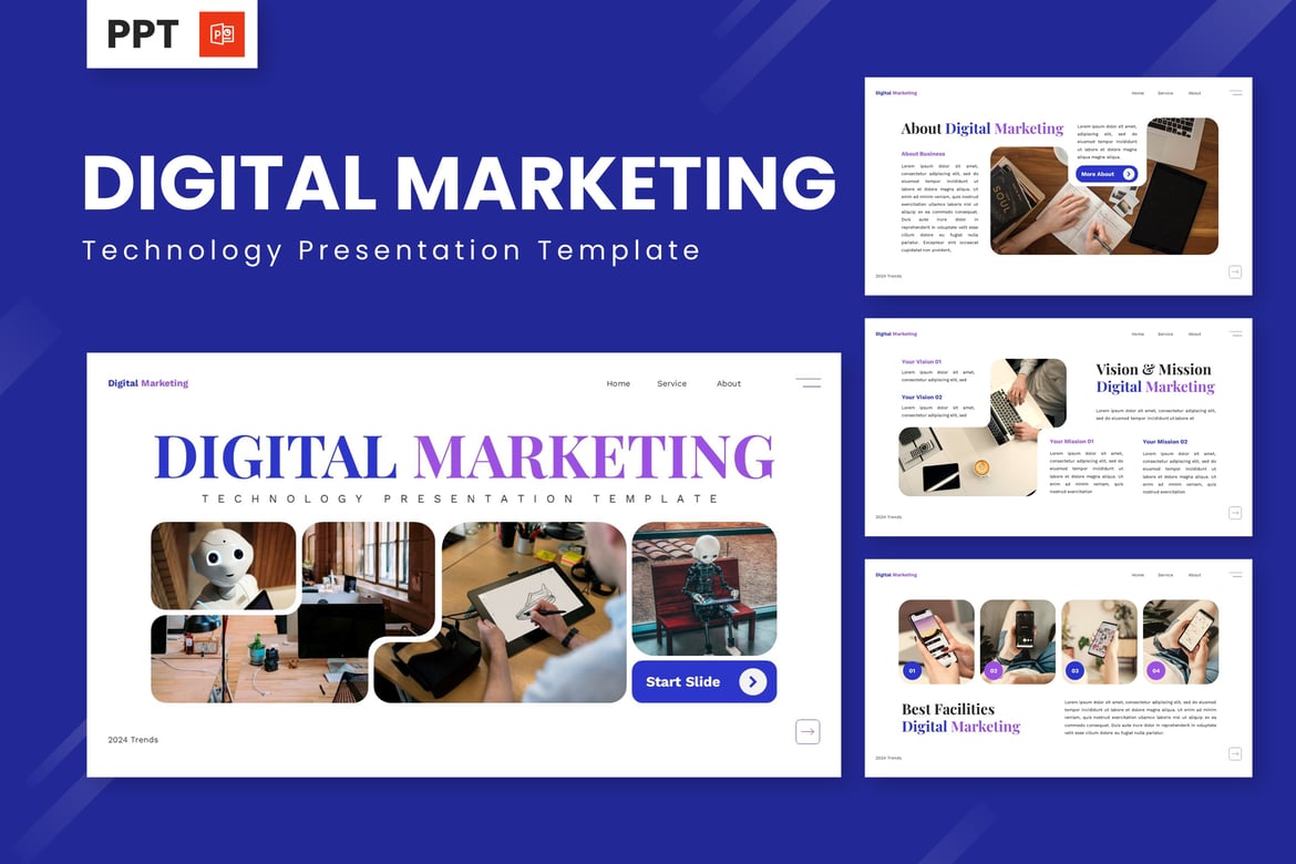 Template Powerpoint Digital Marketing - Solusi Presentasi Teknologi