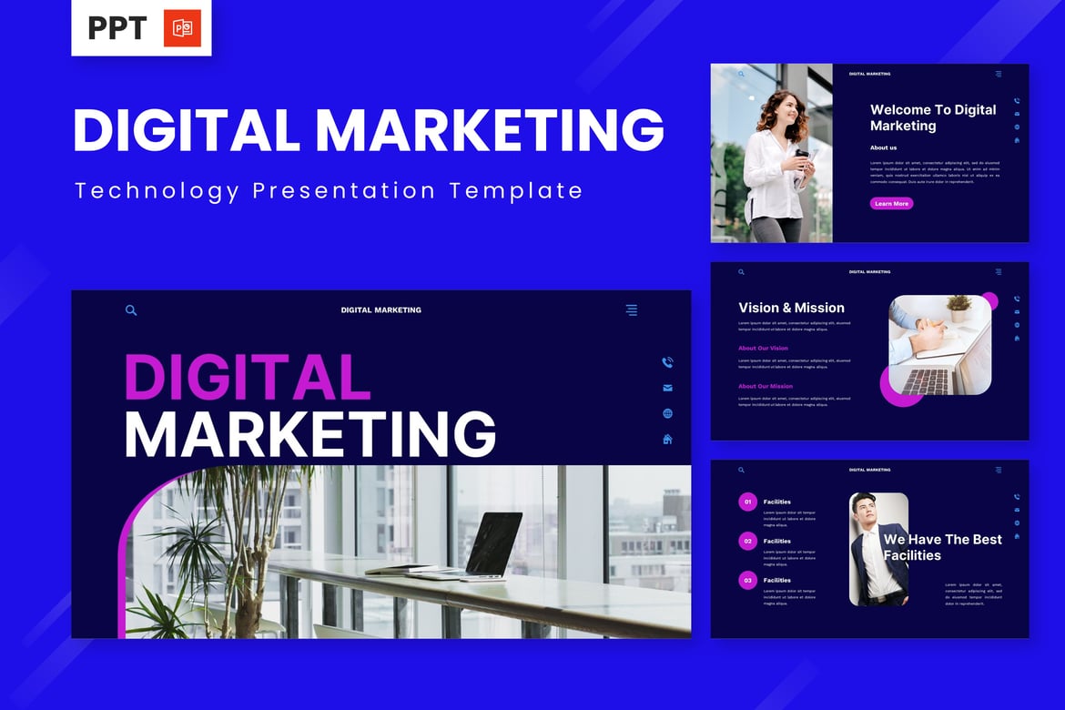 Template Powerpoint Digital Marketing dan Teknologi yang Menarik