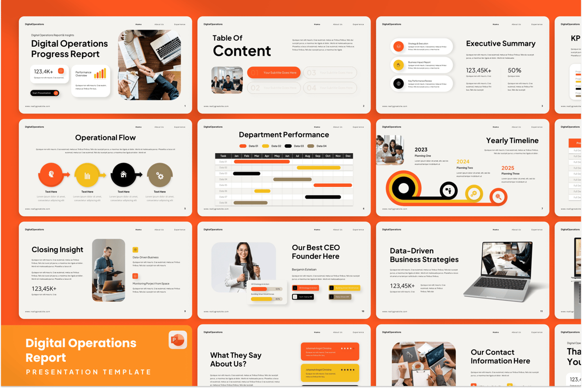 Template PowerPoint Laporan Operasional Digital yang Menarik