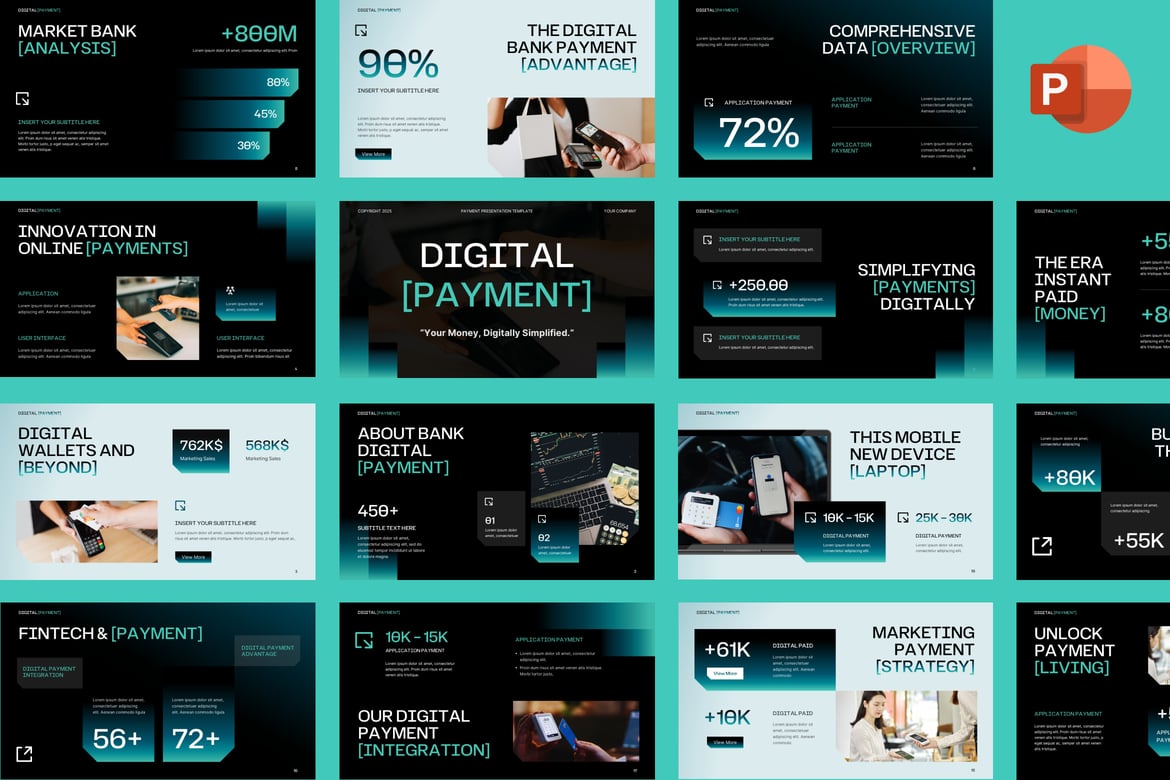 Template Presentasi PowerPoint Pembayaran Digital yang Modern dan Profesional