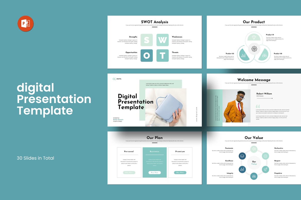 Template PowerPoint Digital yang Modern dan Profesional