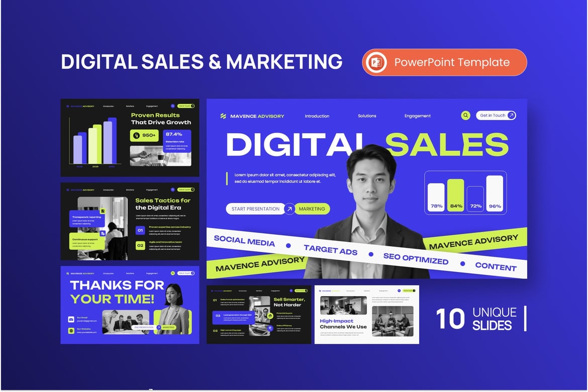 Template Presentasi PowerPoint Pemasaran Digital yang Menarik