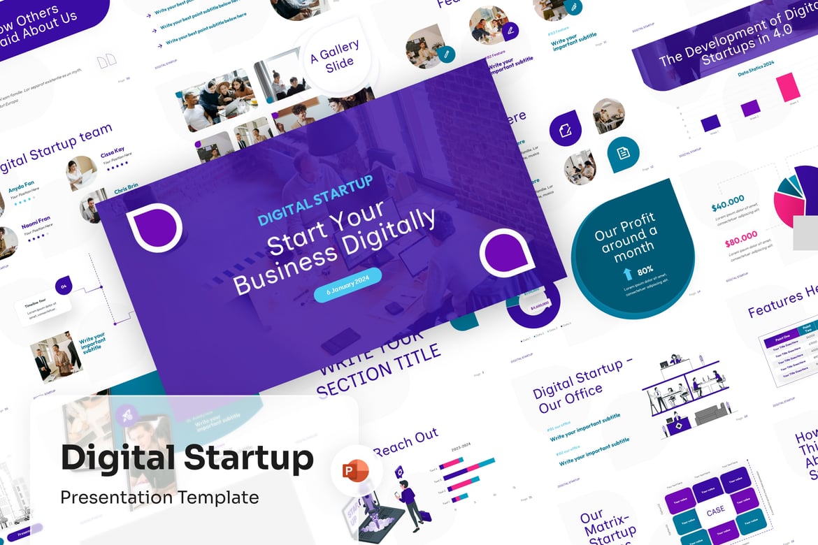 Template PowerPoint Digital Startup yang Menarik
