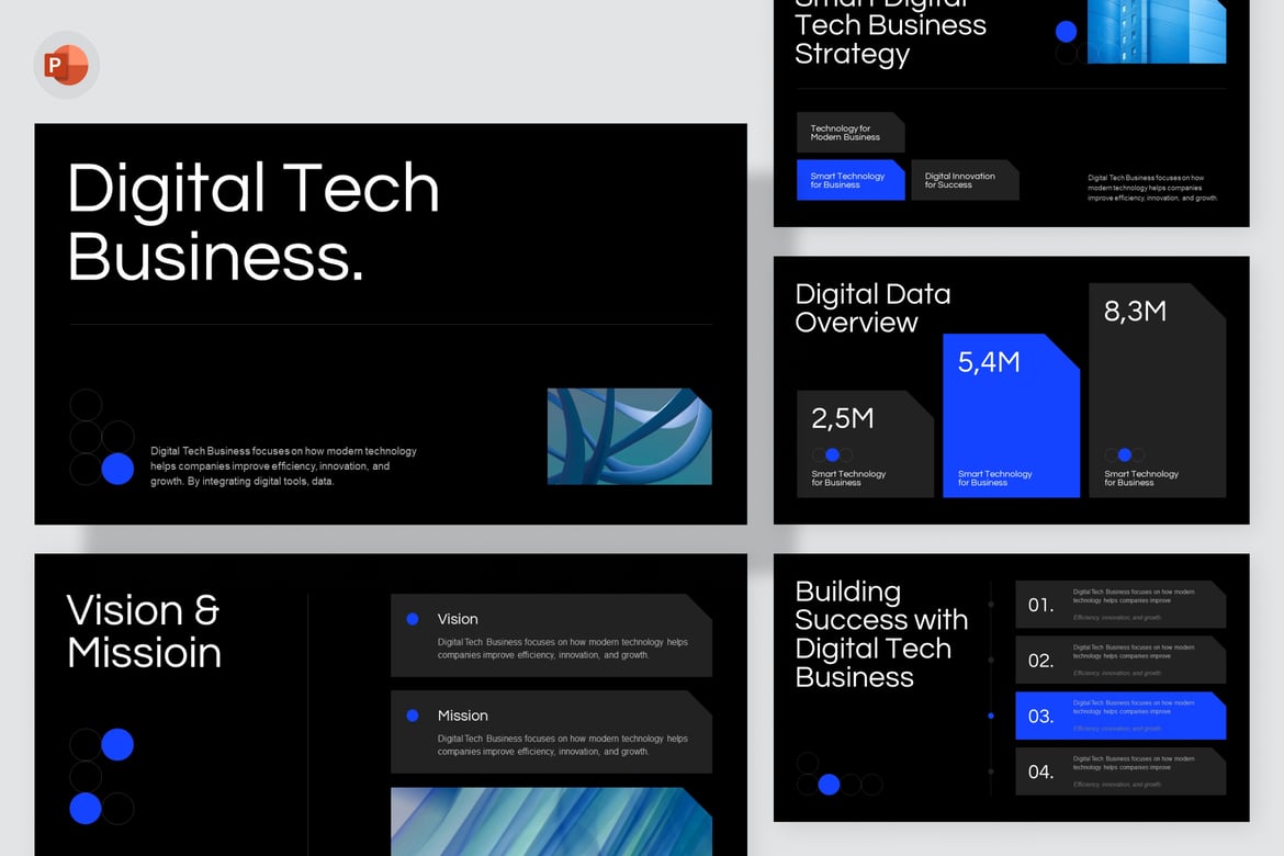 Template PowerPoint Bisnis Teknologi Digital yang Modern dan Menarik