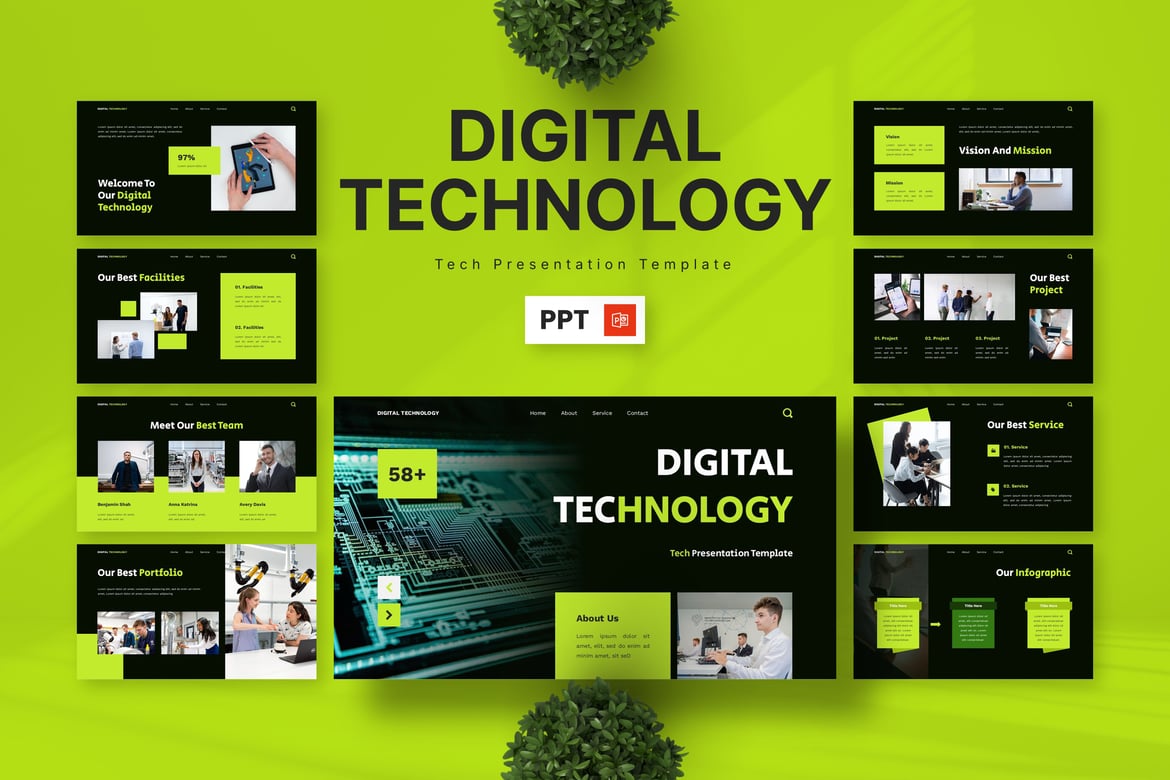 Presentasi PowerPoint Digital Teknologi yang Futuristik
