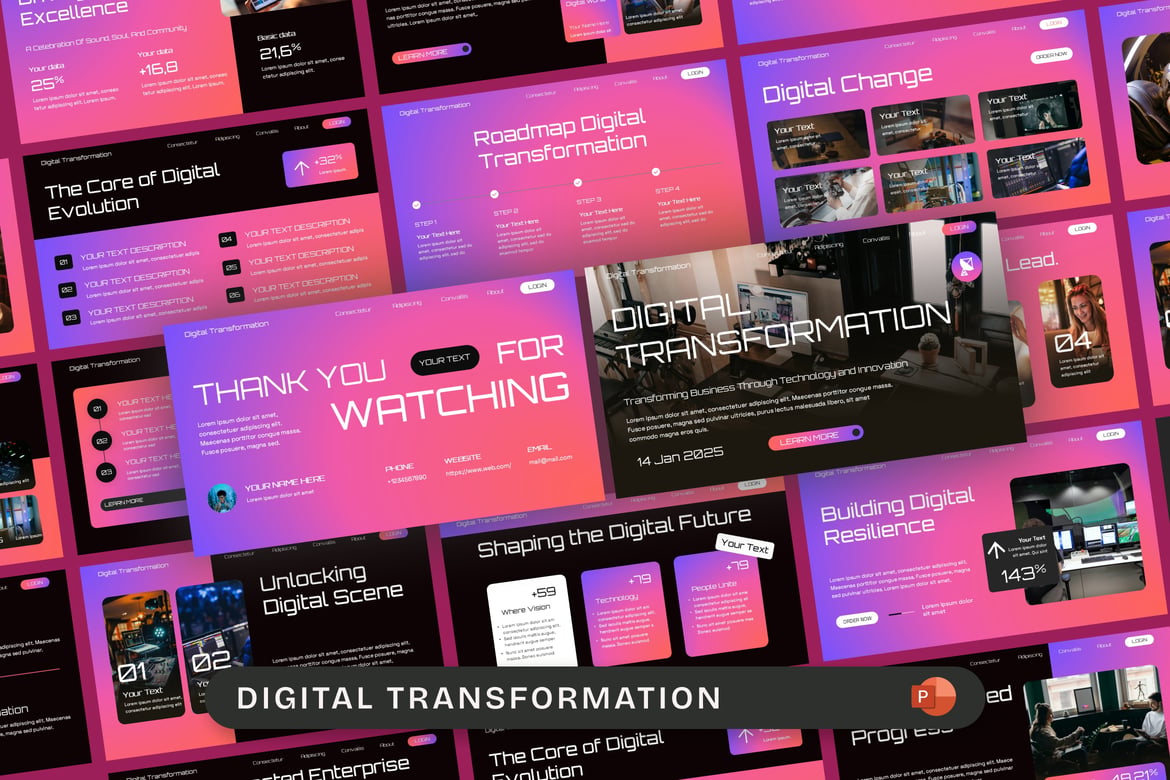 Template Presentasi PowerPoint Transformasi Digital yang Modern