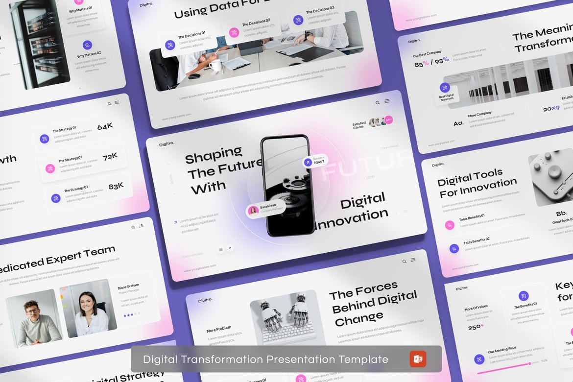 Template PowerPoint Transformasi Digital yang Menarik