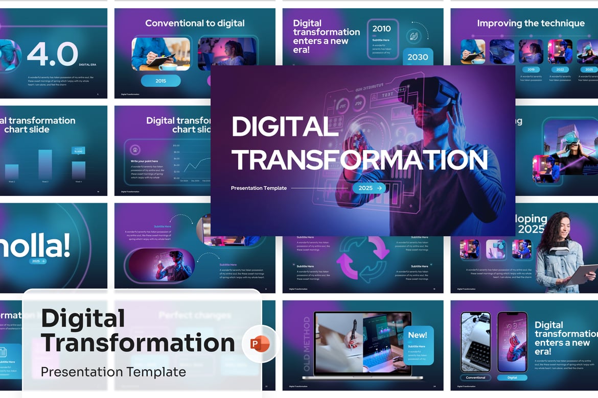 Template PowerPoint Transformasi Digital yang Menginspirasi