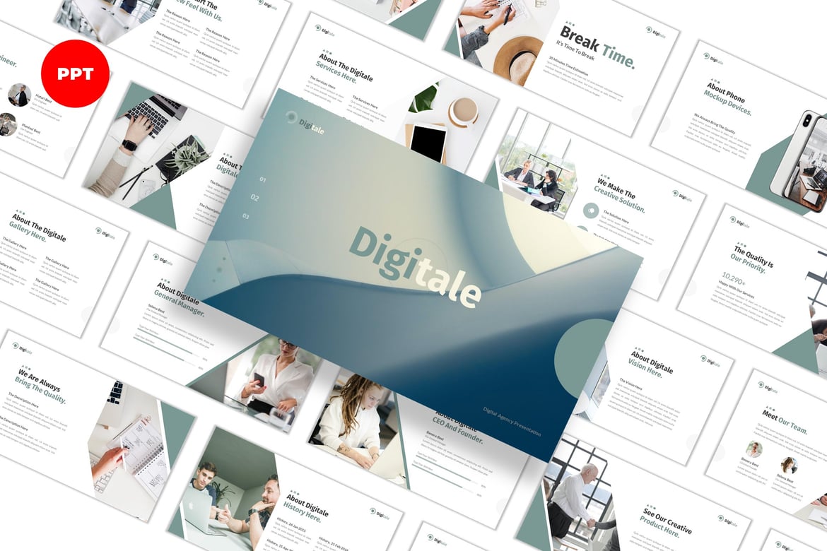Template Presentasi PowerPoint Kreatif dari Digitale Digital Agency