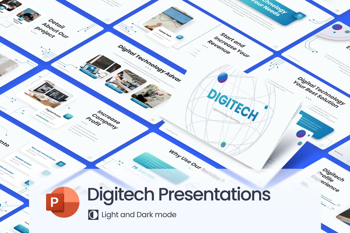 Template PowerPoint Modern Digitech - Solusi Presentasi Minimalis