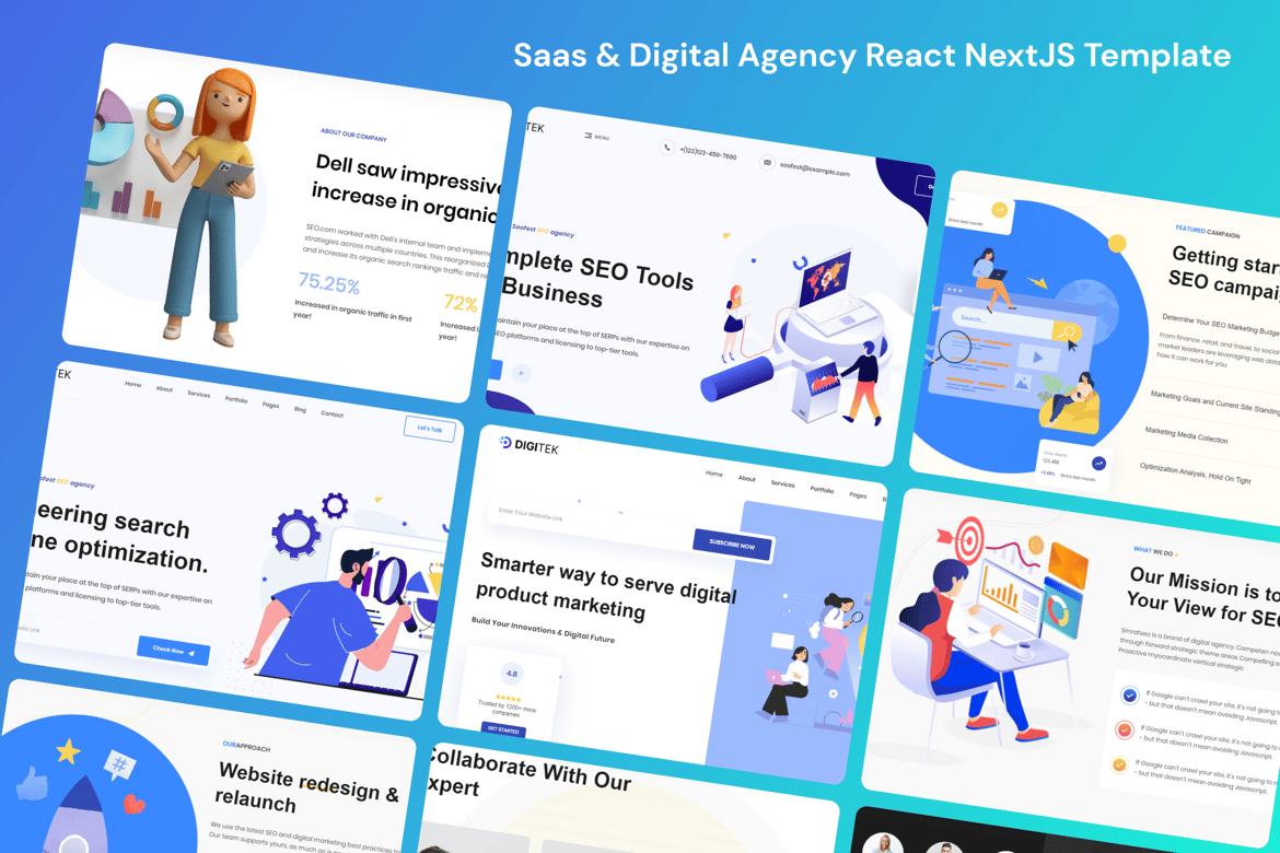 Digitek - Template Website Modern untuk Agensi SaaS dan Digital dengan React NextJS