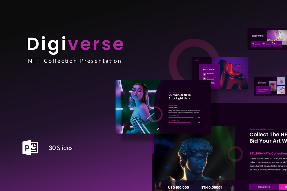 Digiverse - Template PowerPoint untuk Koleksi NFT yang Menarik