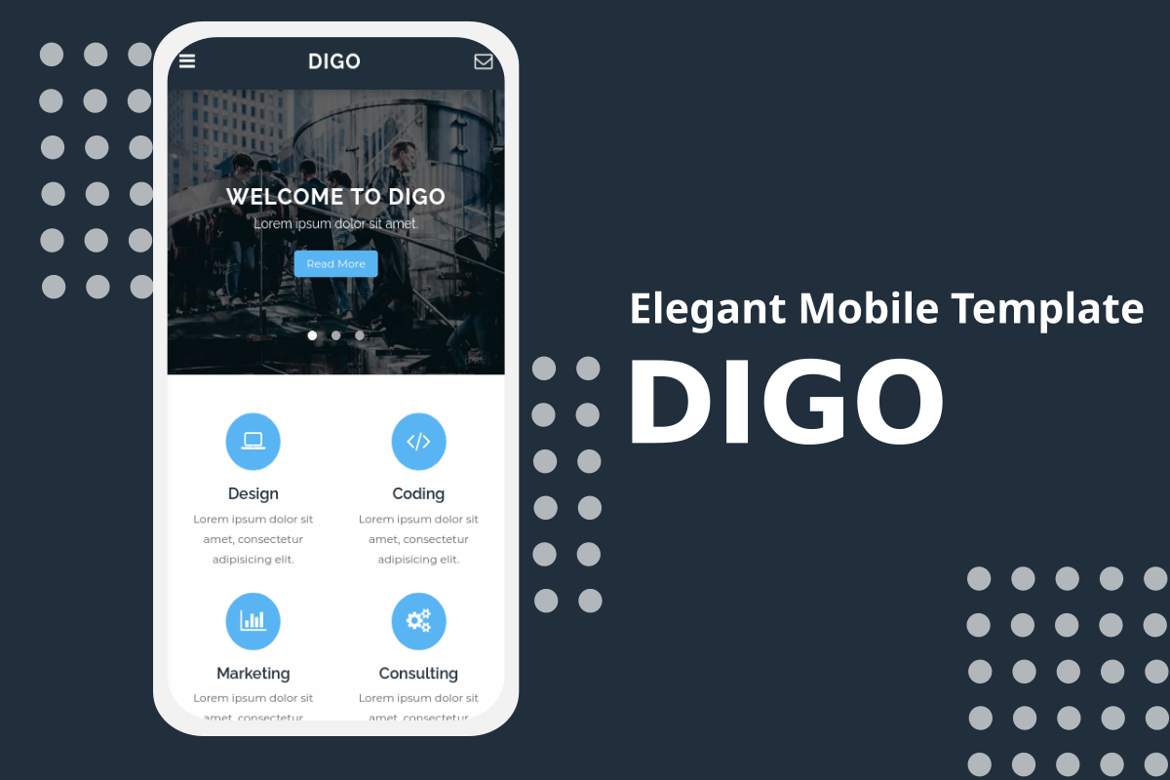 Digo - Template Website Mobile Elegan dan Serbaguna