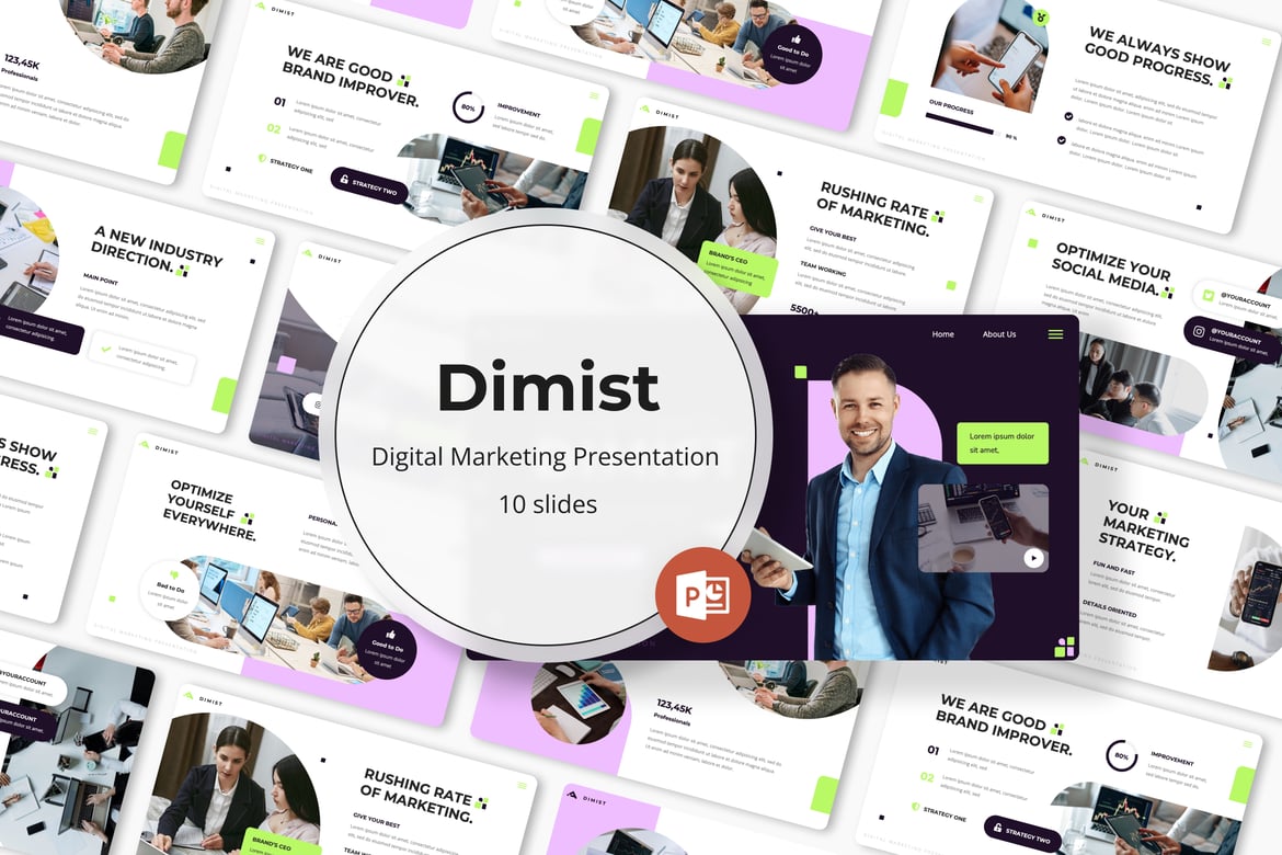 Dimist - Template Powerpoint Pemasaran Digital yang Menakjubkan