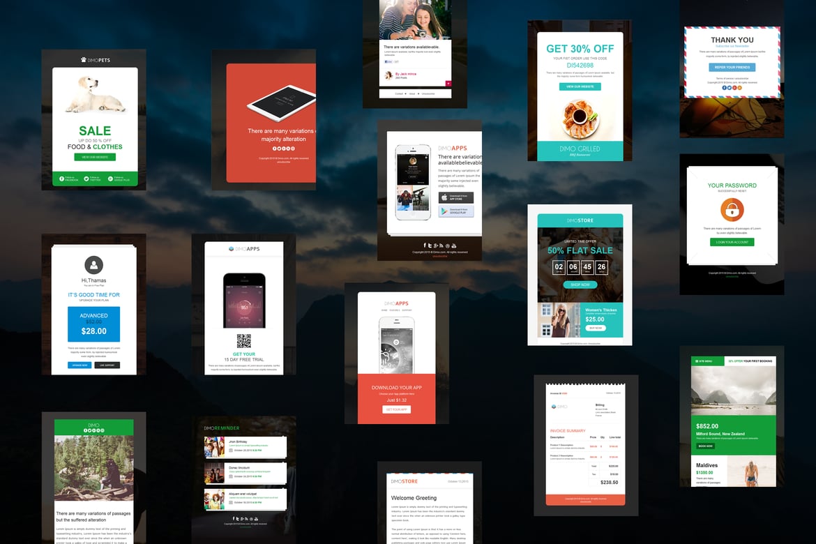 Dimo - Set Template Notifikasi Email Modern dan Responsif