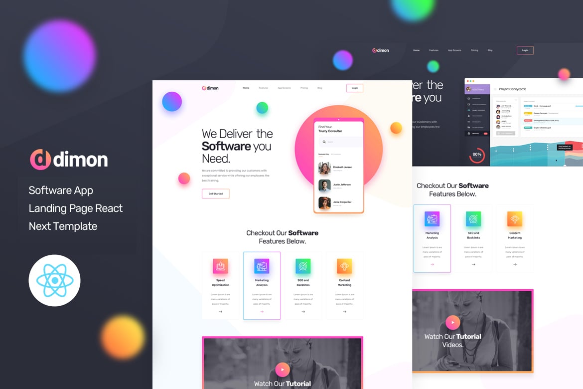 Dimon - Template Website Landing Page Aplikasi React Next yang Menarik