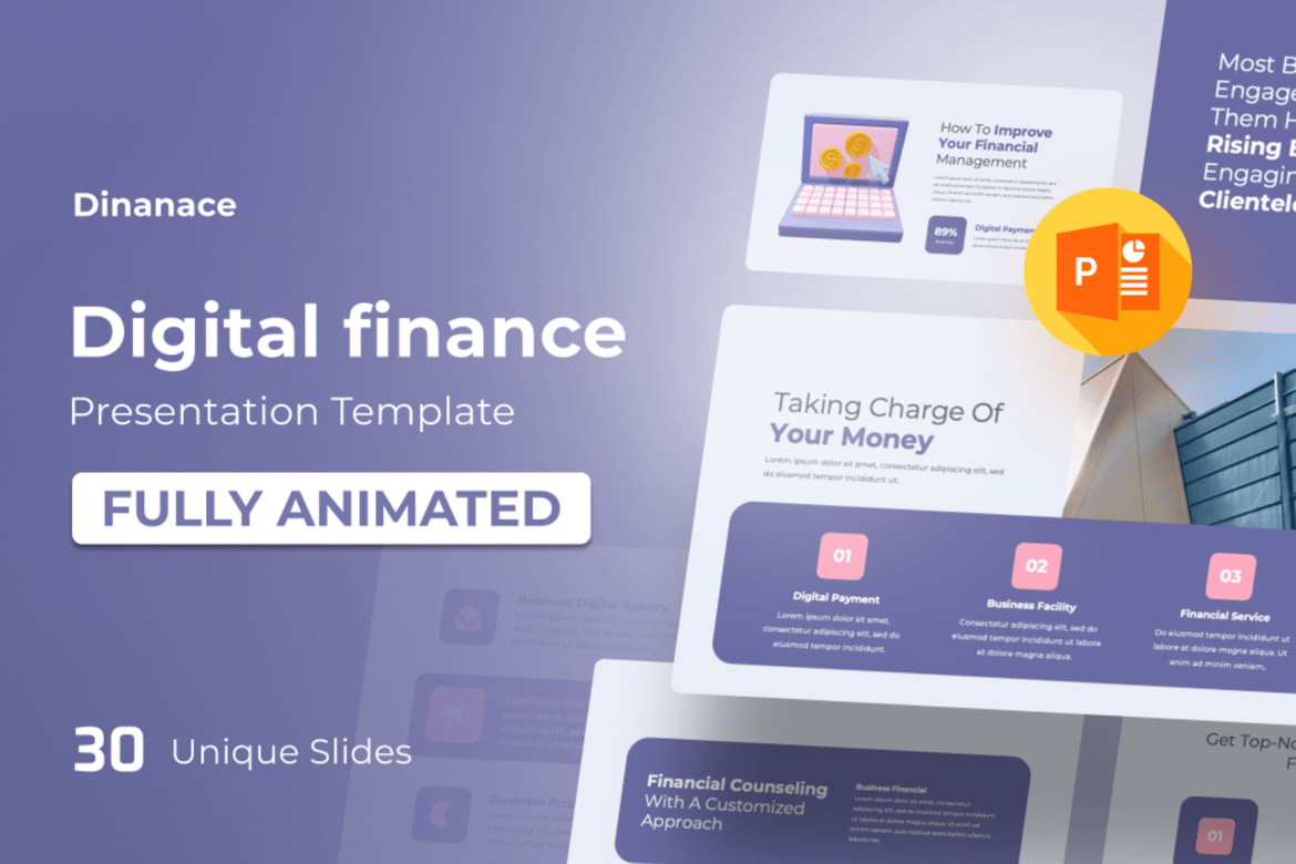 Dinance - Template PowerPoint Keuangan Digital yang Menarik