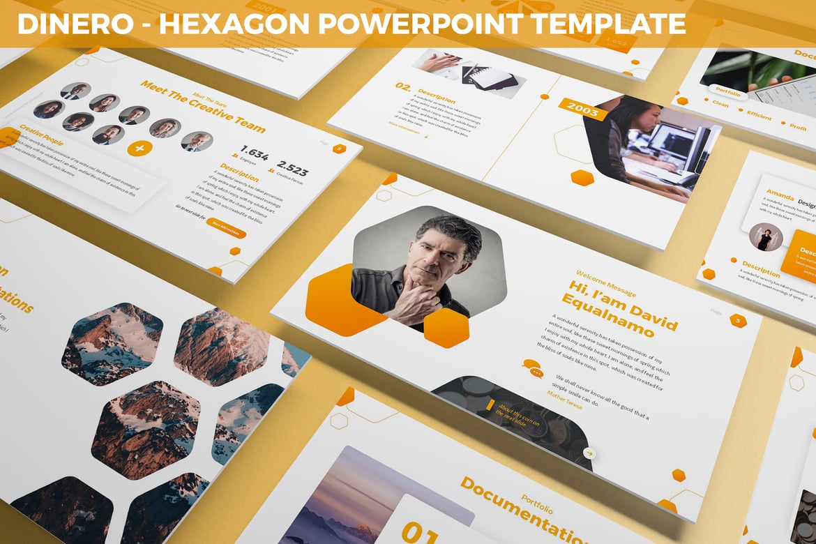 Dinero - Template Powerpoint Hexagon Modern dan Abstrak