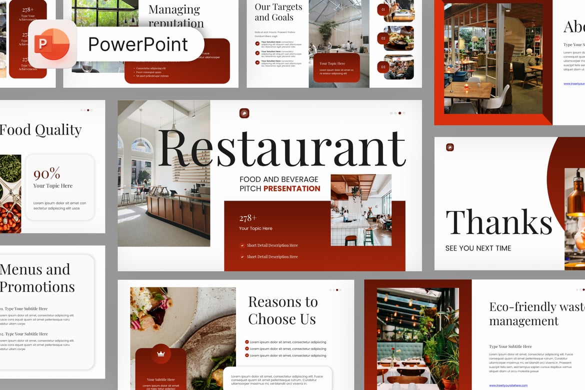 Template PowerPoint Dinevo untuk Restoran dan Minuman