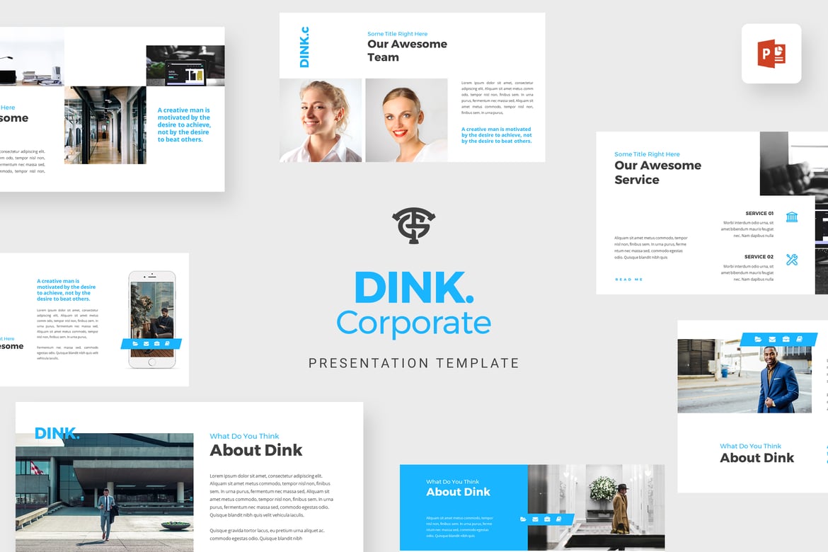 Template Presentasi PowerPoint Dink Corporate yang Kreatif dan Profesional