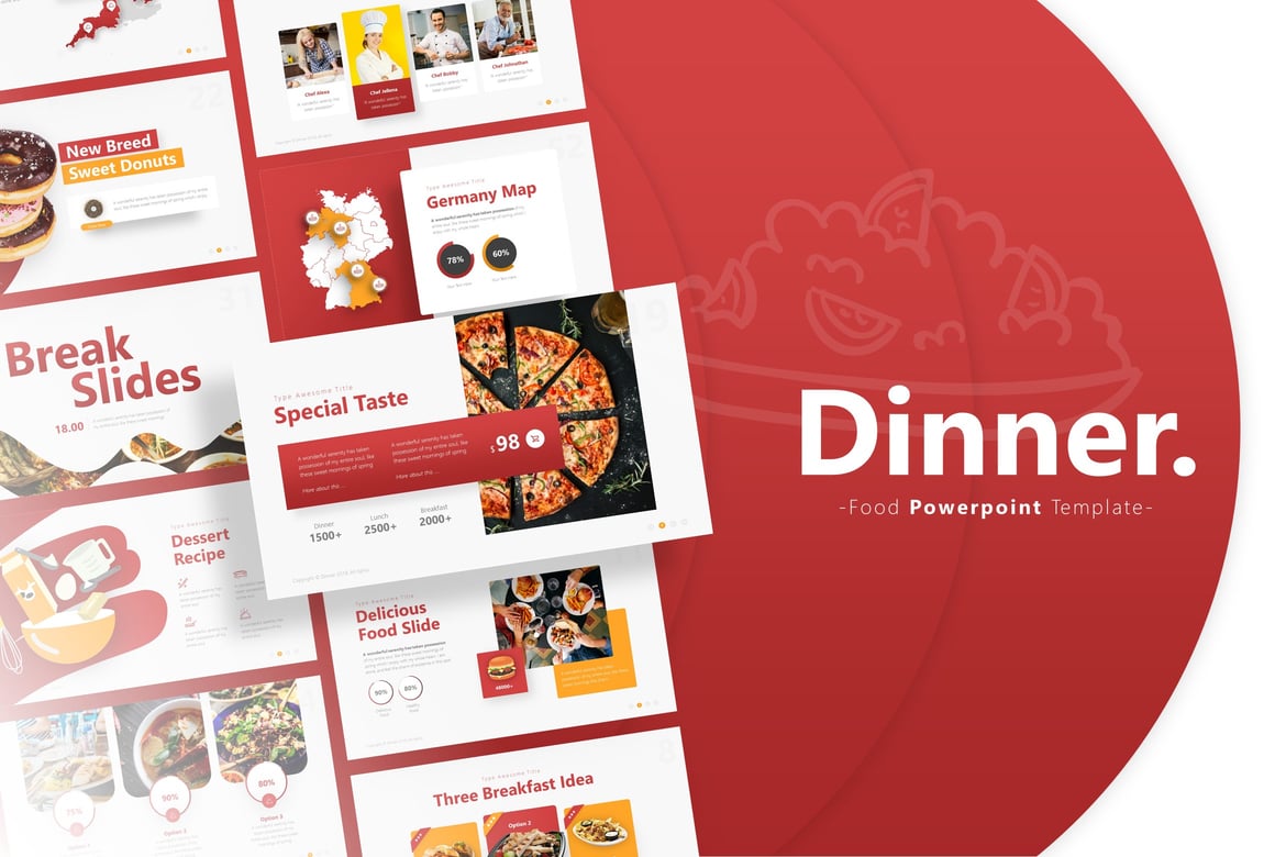Template Powerpoint Makanan untuk Acara Makan Malam yang Menarik