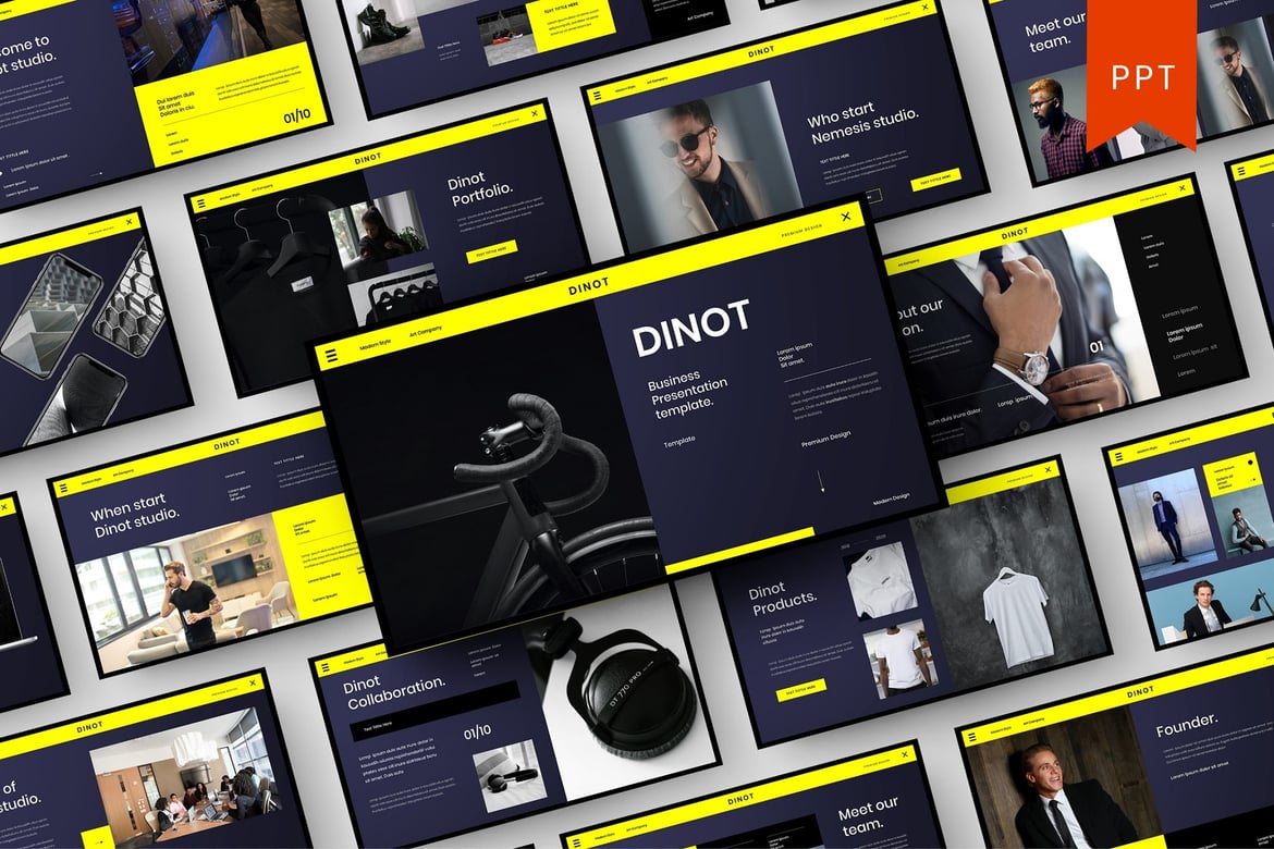 Dinot – Template PowerPoint Bisnis yang Menarik