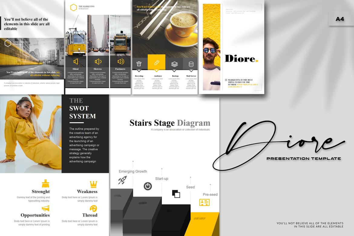 Template Presentasi Diore - Powerpoint A4 yang Kreatif dan Menarik