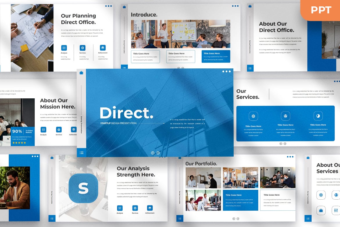 Template Presentasi PowerPoint Direct - Solusi Kreatif untuk Startup Anda
