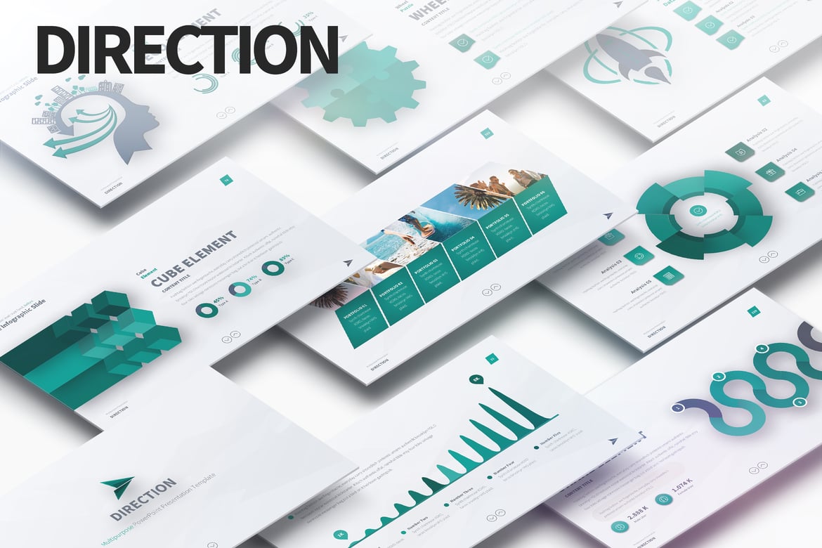 Template PowerPoint Serbaguna - DIRECTION dengan 125 Slide Unik