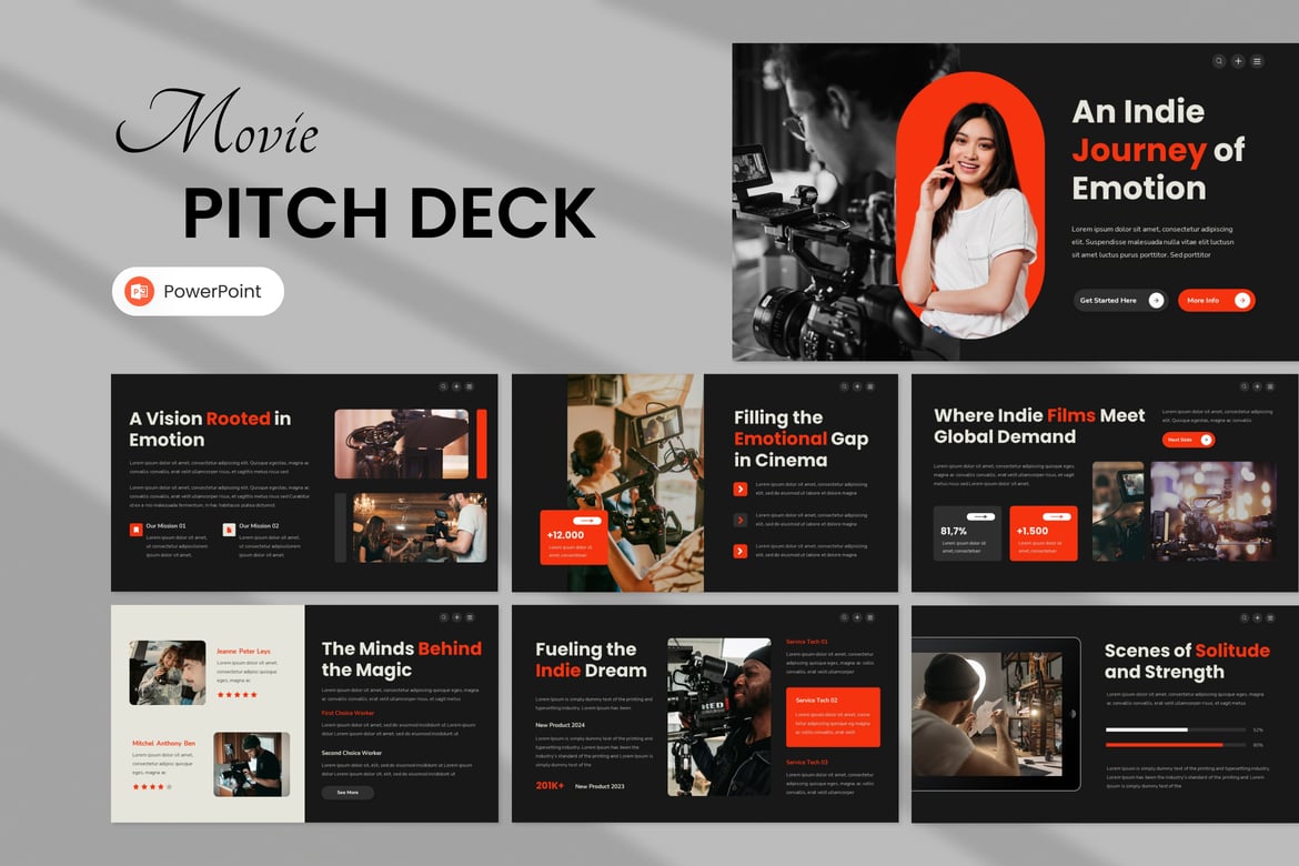 Template Presentasi Pitch Deck Film & Sutradara yang Profesional