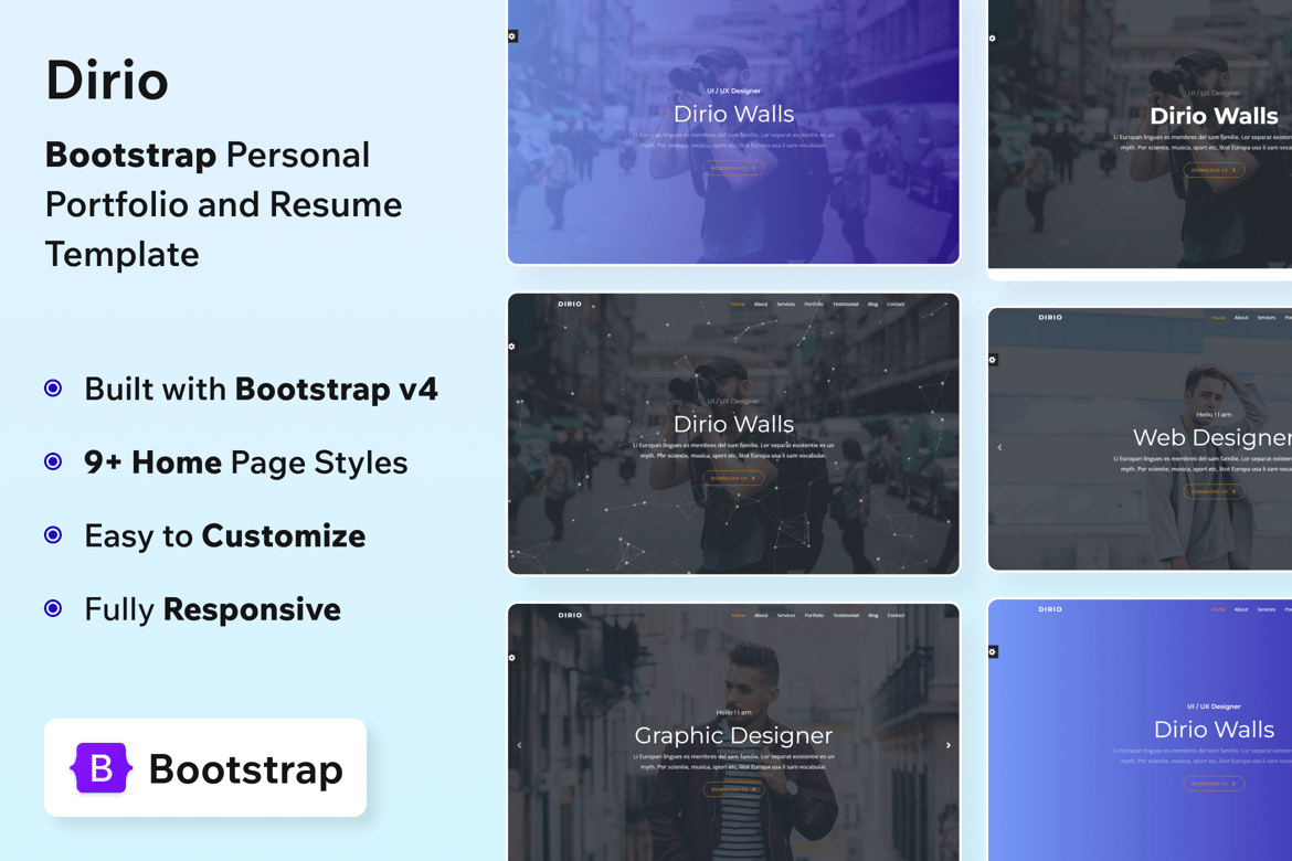 Dirio - Template Website Portofolio dan Resume Pribadi yang Stylish