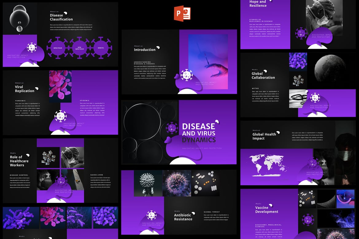 Template Powerpoint Dinamika Penyakit dan Virus yang Menarik