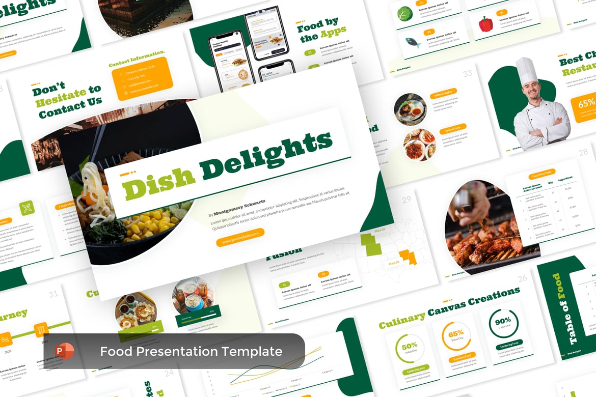 Template Presentasi Makanan Dish Delight yang Kreatif dan Menarik