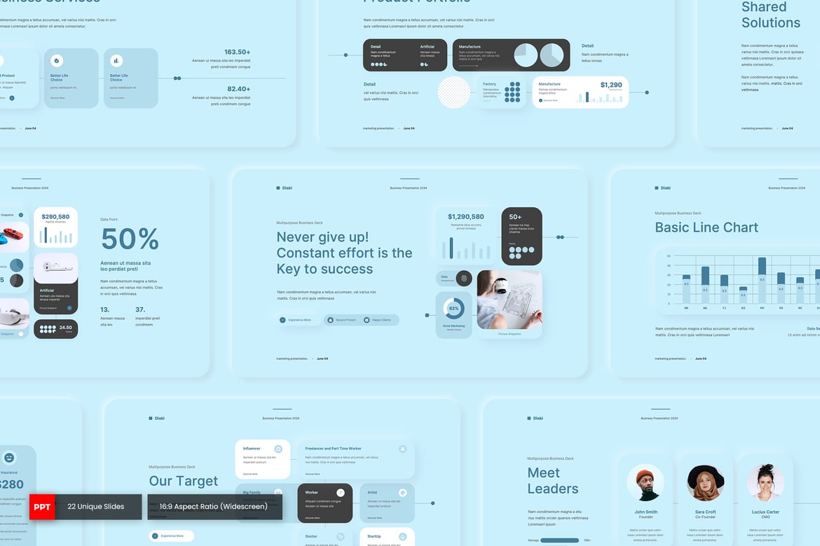 Diski - Template PowerPoint Bisnis Serbaguna yang Menarik